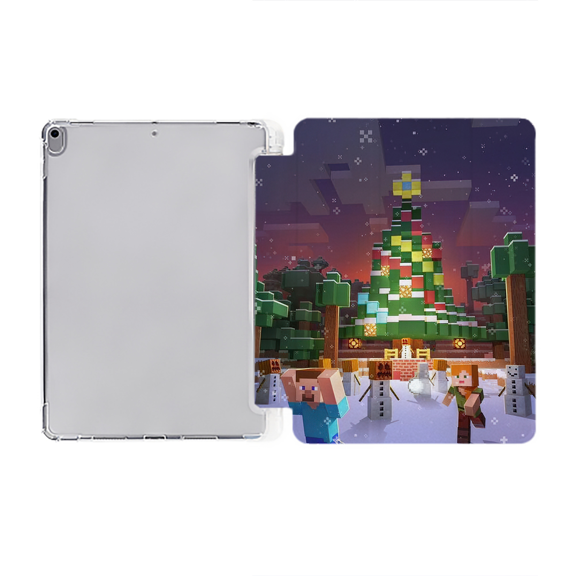 （画像用） マインクラフト ブロックの世界 Minecraft MC Block world IPad ケース ペン収納付き 三つ折りスタンド PUレザー×シリコン 対応機種9.5/10.5/10.9インチ